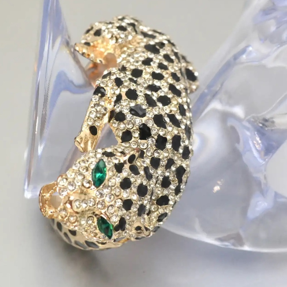 NWT ⚜️🖤⚜️ NATASHA GREEN EYED TIGERS AND LEOPARD SET NECKLACE ANX BRACELET - Picture 17 of 17